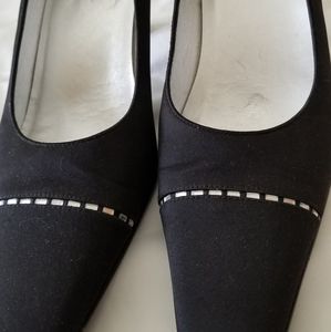 Black Satin And Rhinestone Pumps